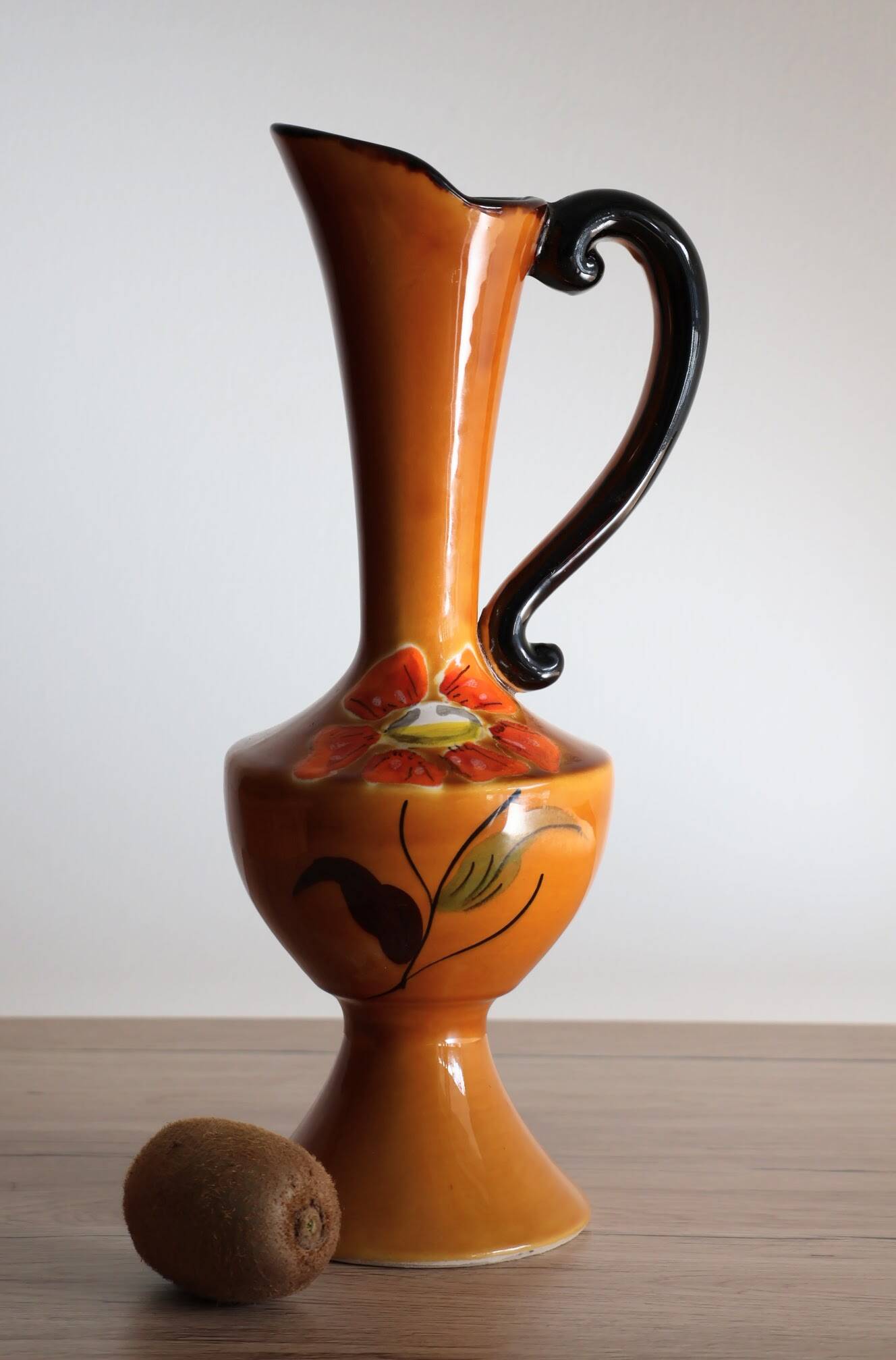 Poët-Laval flower vase, "Isabelle" model, in orange ceramic