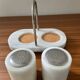 Vintage white marble salt and pepper shaker set
