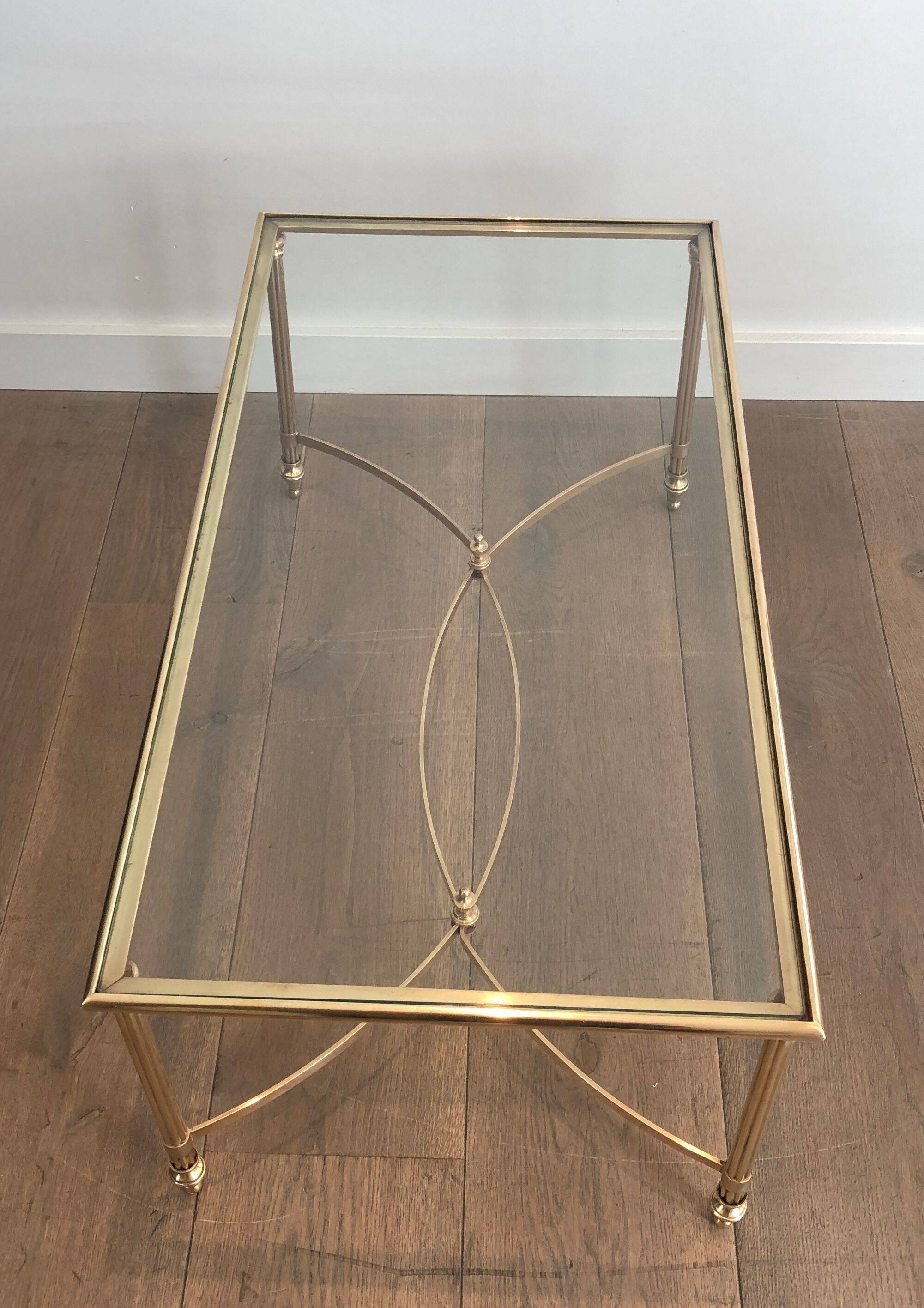 Neoclassical style brass coffee table by Maison Jansen