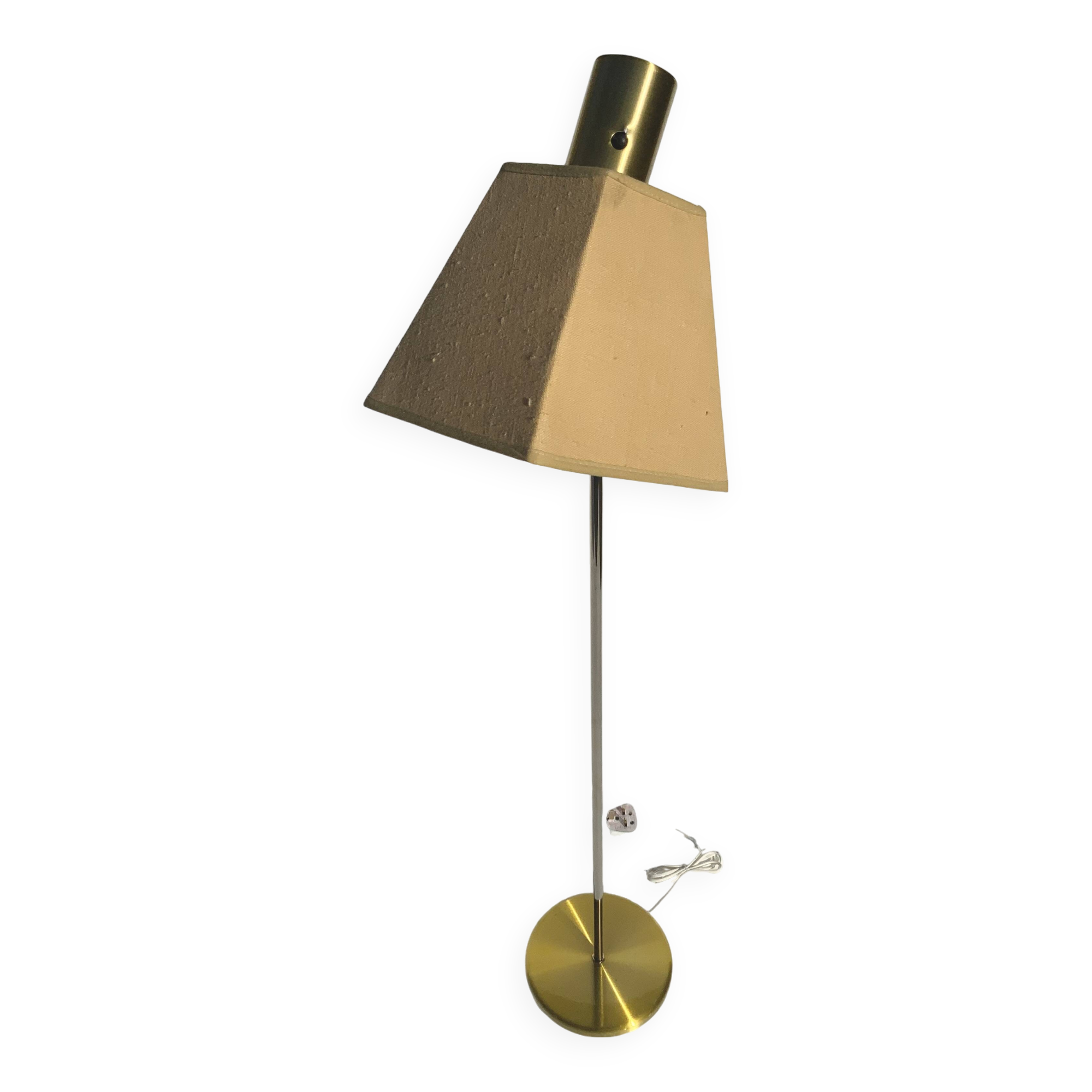 Lampadaire de lecture rétro vintage en laiton par Suède années 1960