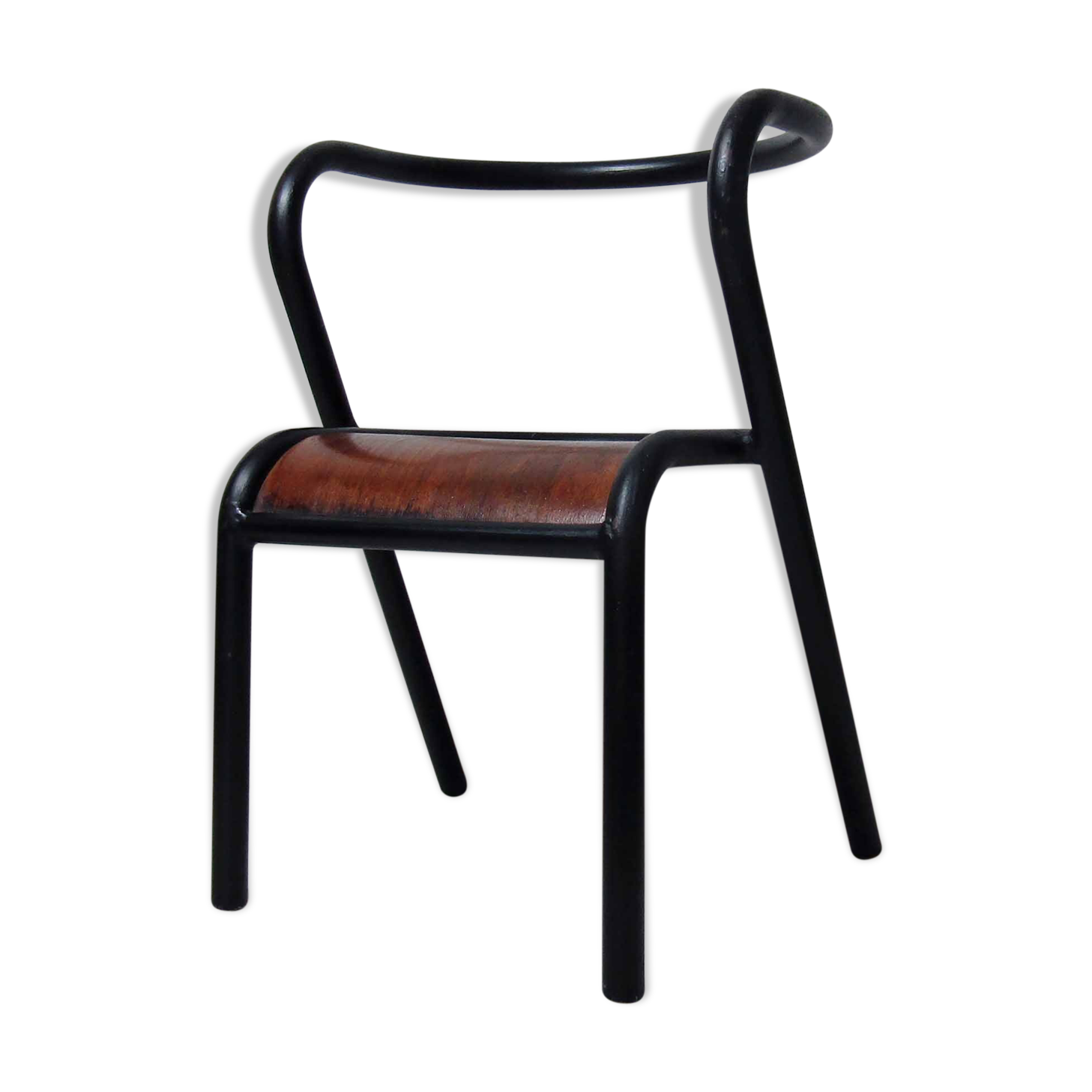 Jacques Hitier children's chair tubular metal curved wood