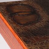 Brutalist Coffee Table with Copper Top and Wooden Base