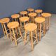 Alpine style chalet stools in wood, set of 9 - 1970s
