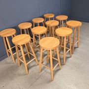 Alpine style chalet stools in wood, set of 9 - 1970s