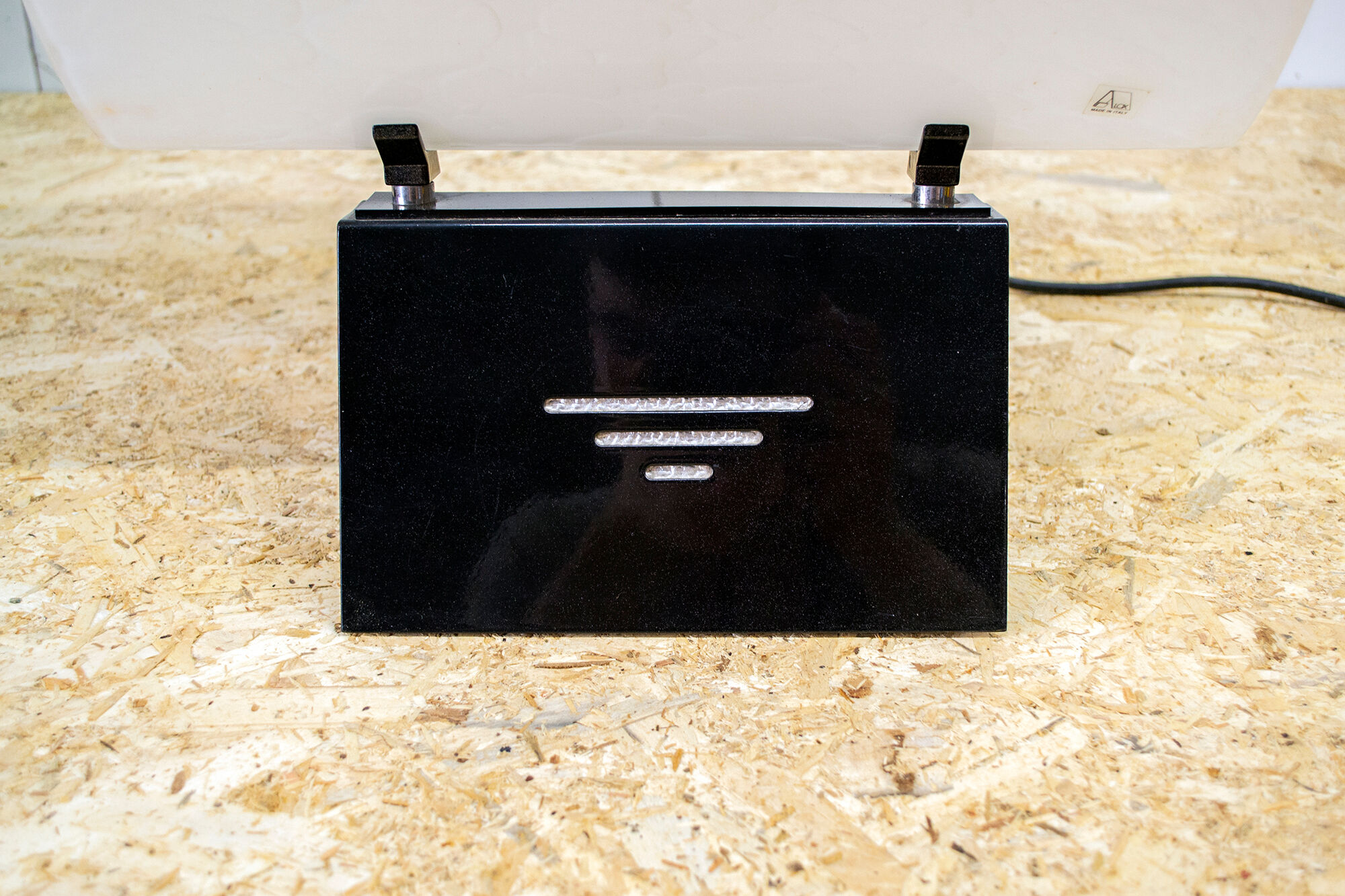 Murano metal and Murano glass table lamp by Alox Italia Anni '80