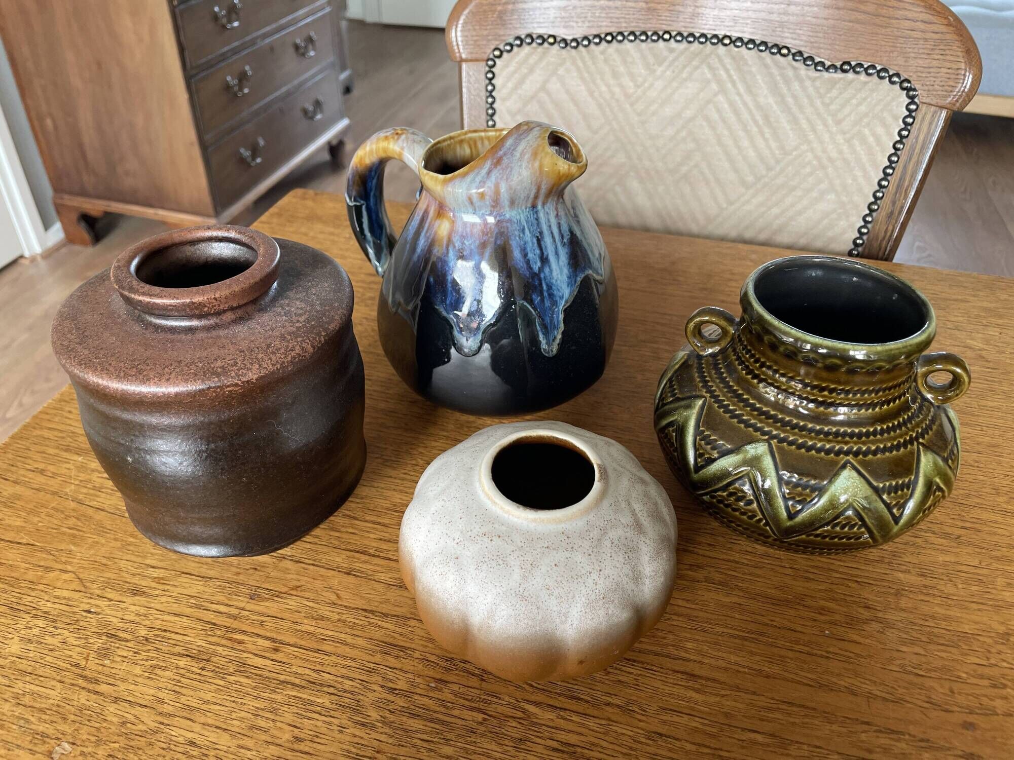 Set of 4 vintage French and German vases - Strehla, Vallauris, Steuler