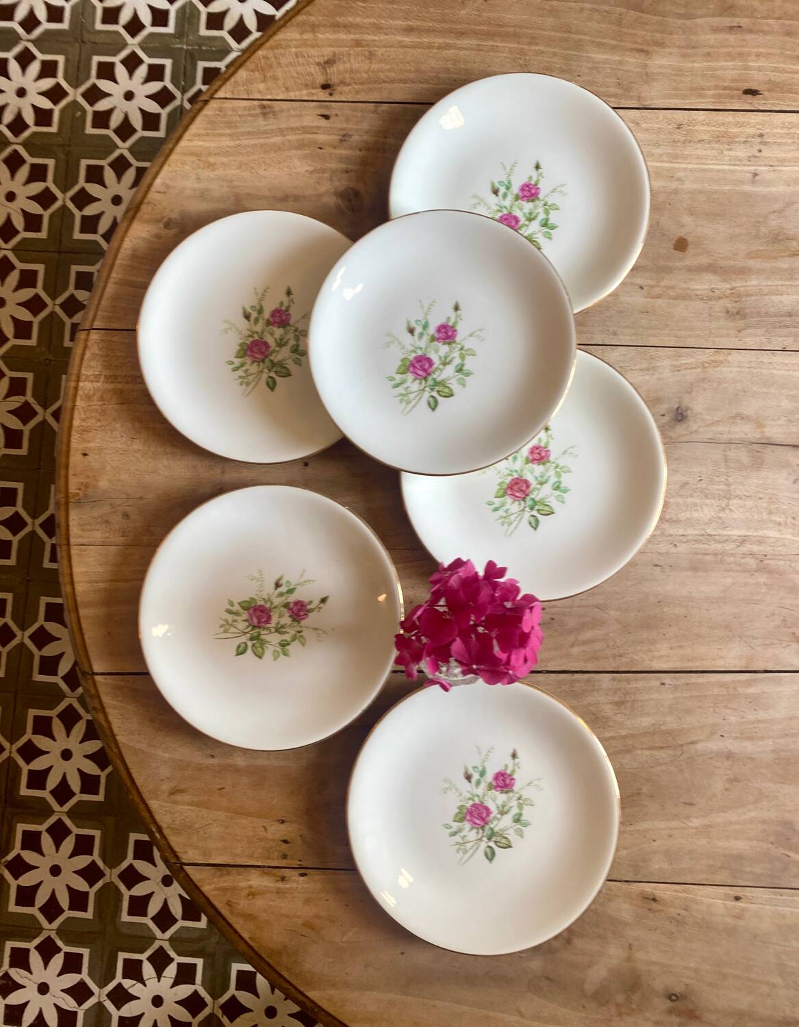 Set of 6 vintage soup plates - Pompadour model by Gien