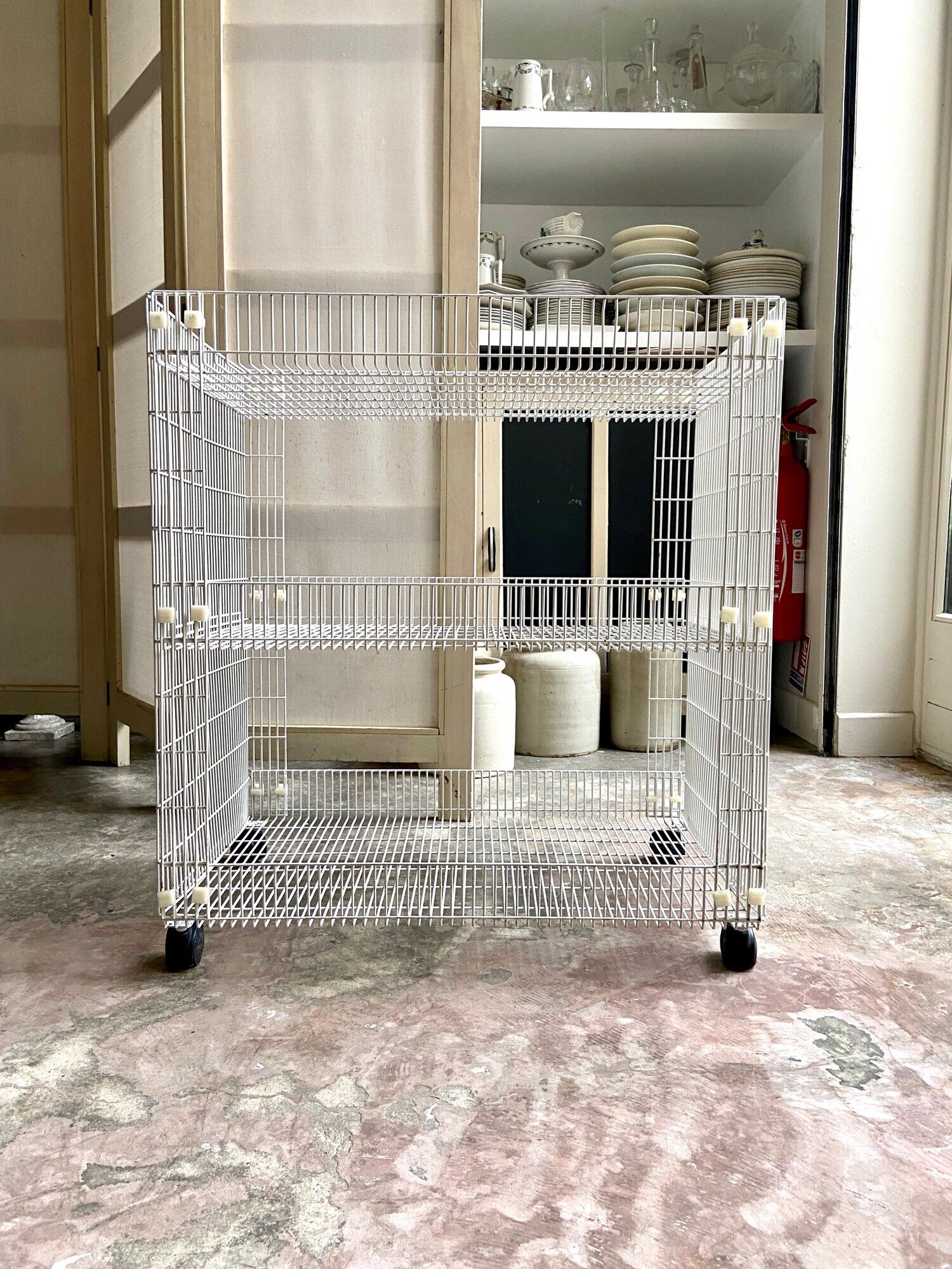 White metal service on wheels trolley