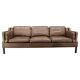 Danish mid-century three-seat brown leather sofa, 1970s