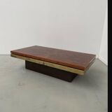 70s coffee table in brass and elm burl