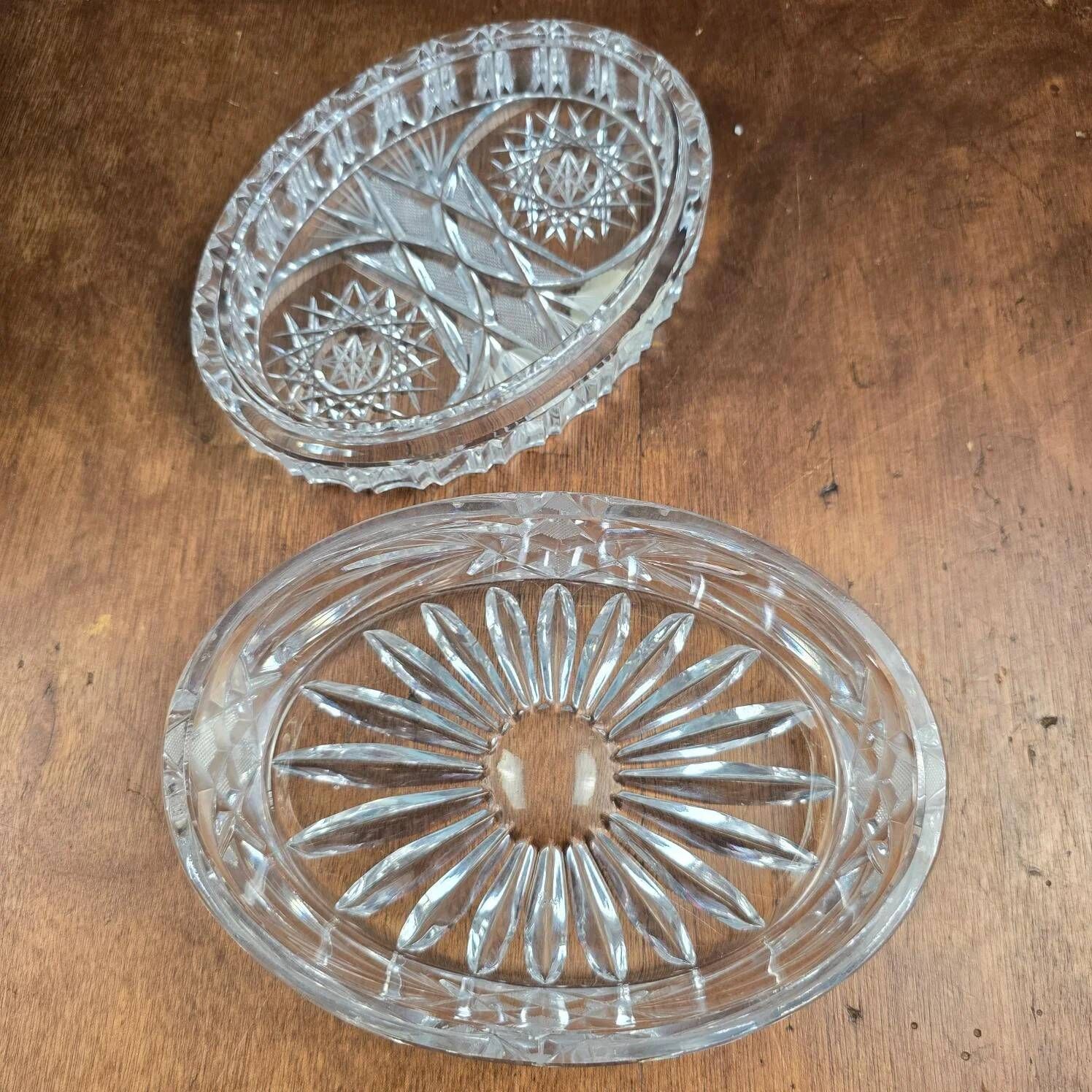 Vintage hand-cut Bohemian crystal bonbonnière Czechoslovakia