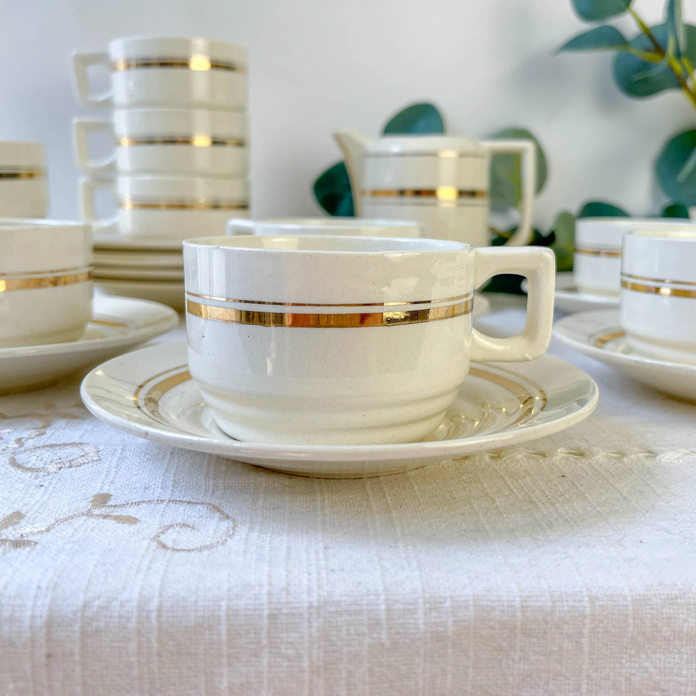 St Amand 10-person coffee service – Vintage white and gold porcelain