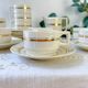 Service à café St Amand 10 personnes – Porcelaine vintage blanche et dorée