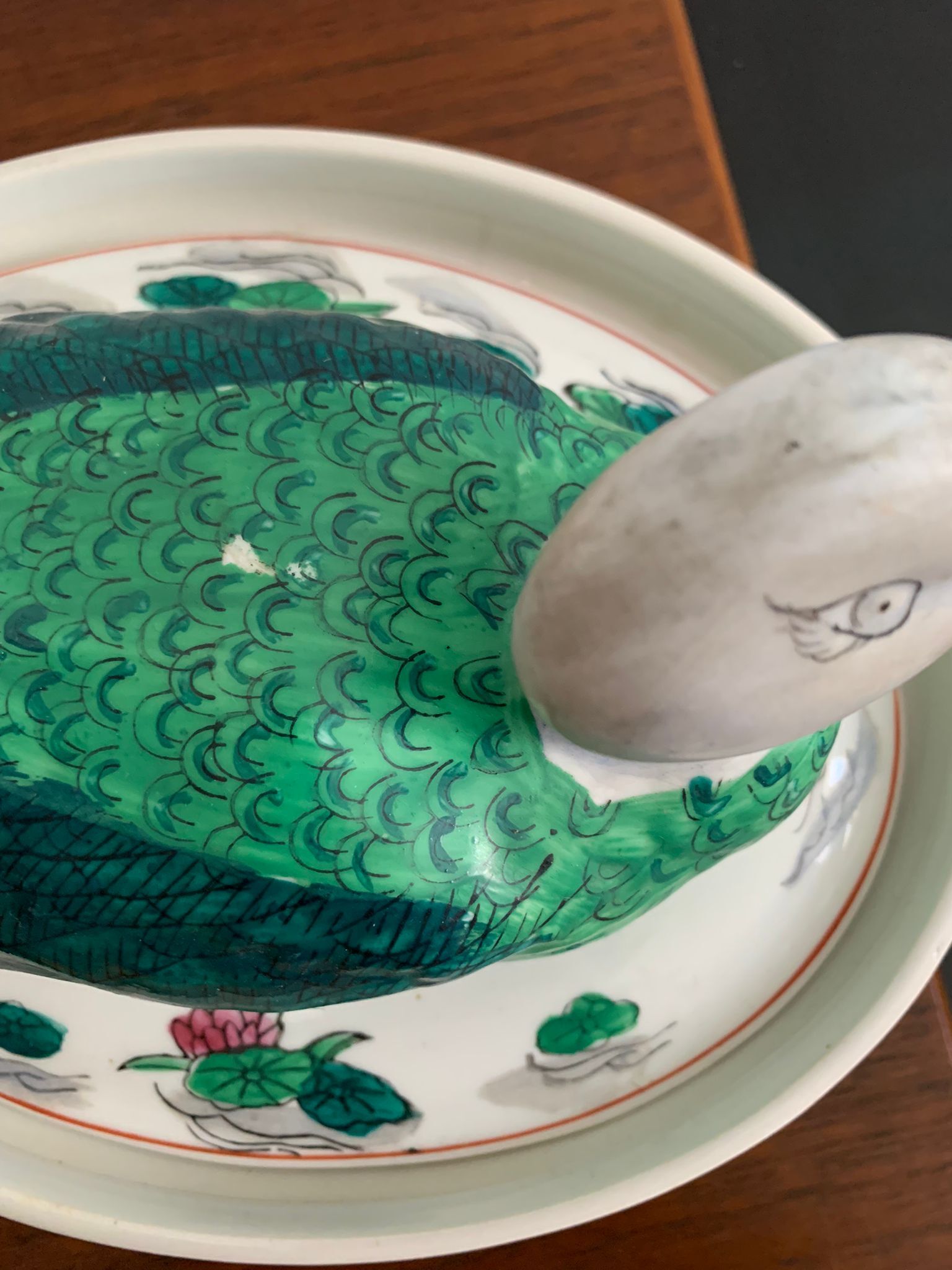 Hand-painted ceramic duck slip 1970