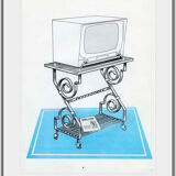 Kitsch art print from the 1950s/60s, modern décor. WROUGHT IRON TV stand.