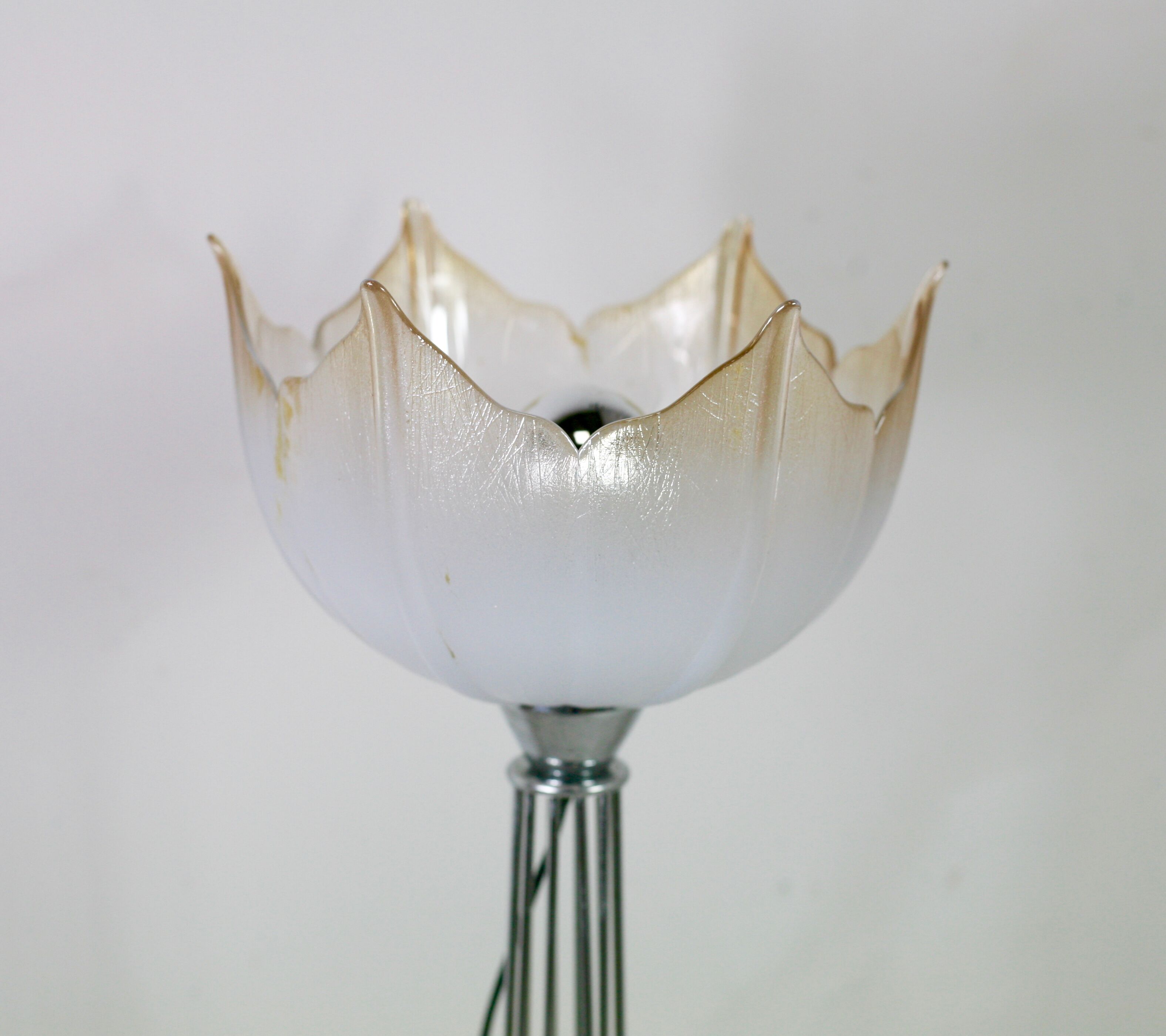 Lamp "space age". glass reflector, metal base. Circa 1970