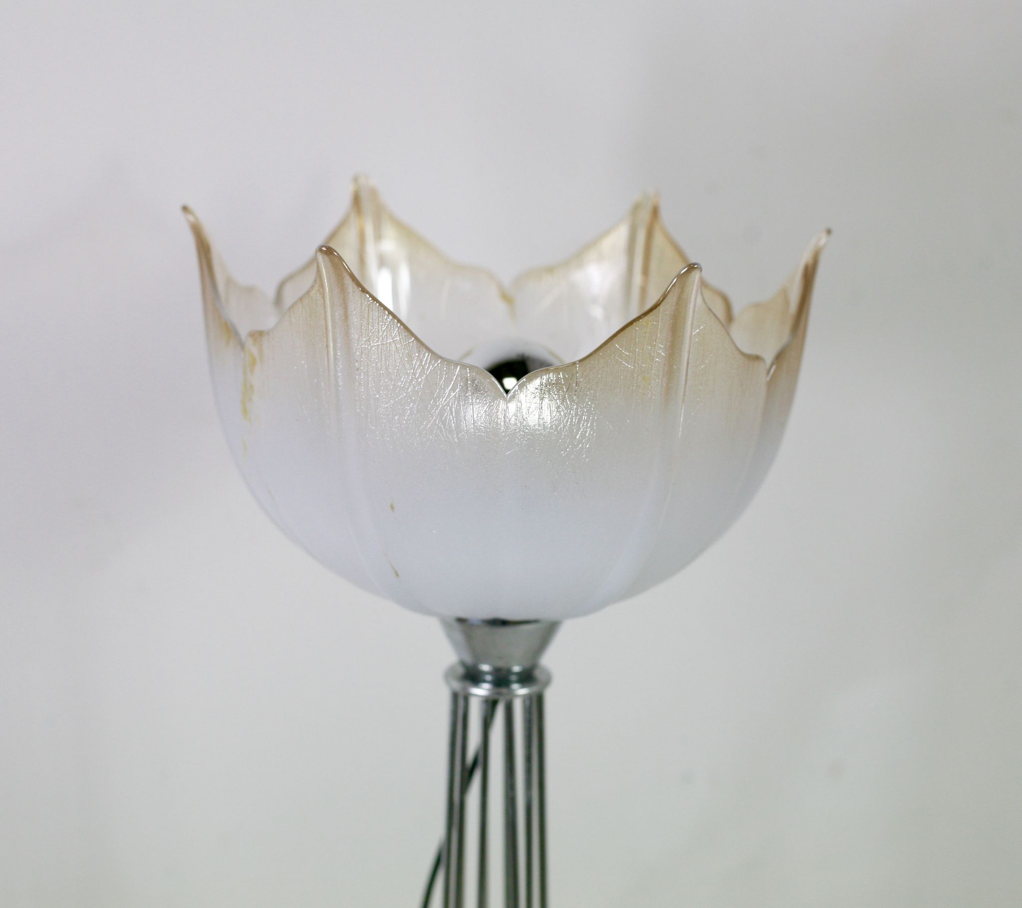 Lamp "space age". glass reflector, metal base. Circa 1970