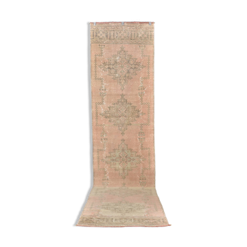 Vintage Handknotted Hallway Runner Rug