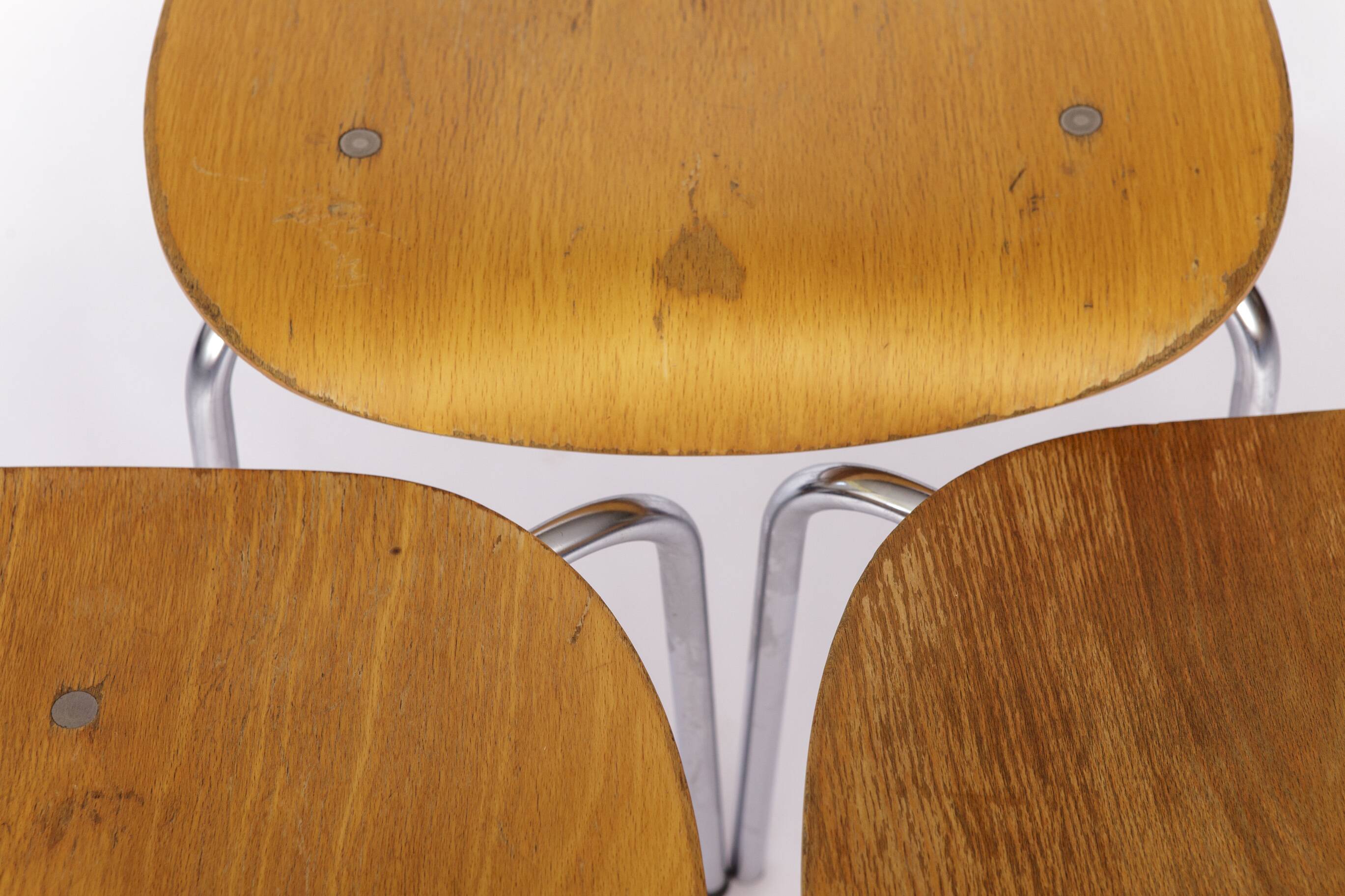 Set of 6 Egon Eiermann SE68 Stools – 1950s Mid Century Modern Beech Plywood