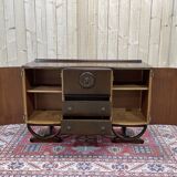 English art deco oak bar