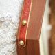 Specchio da parete ottagonale in legno massello e pelle, anni '50