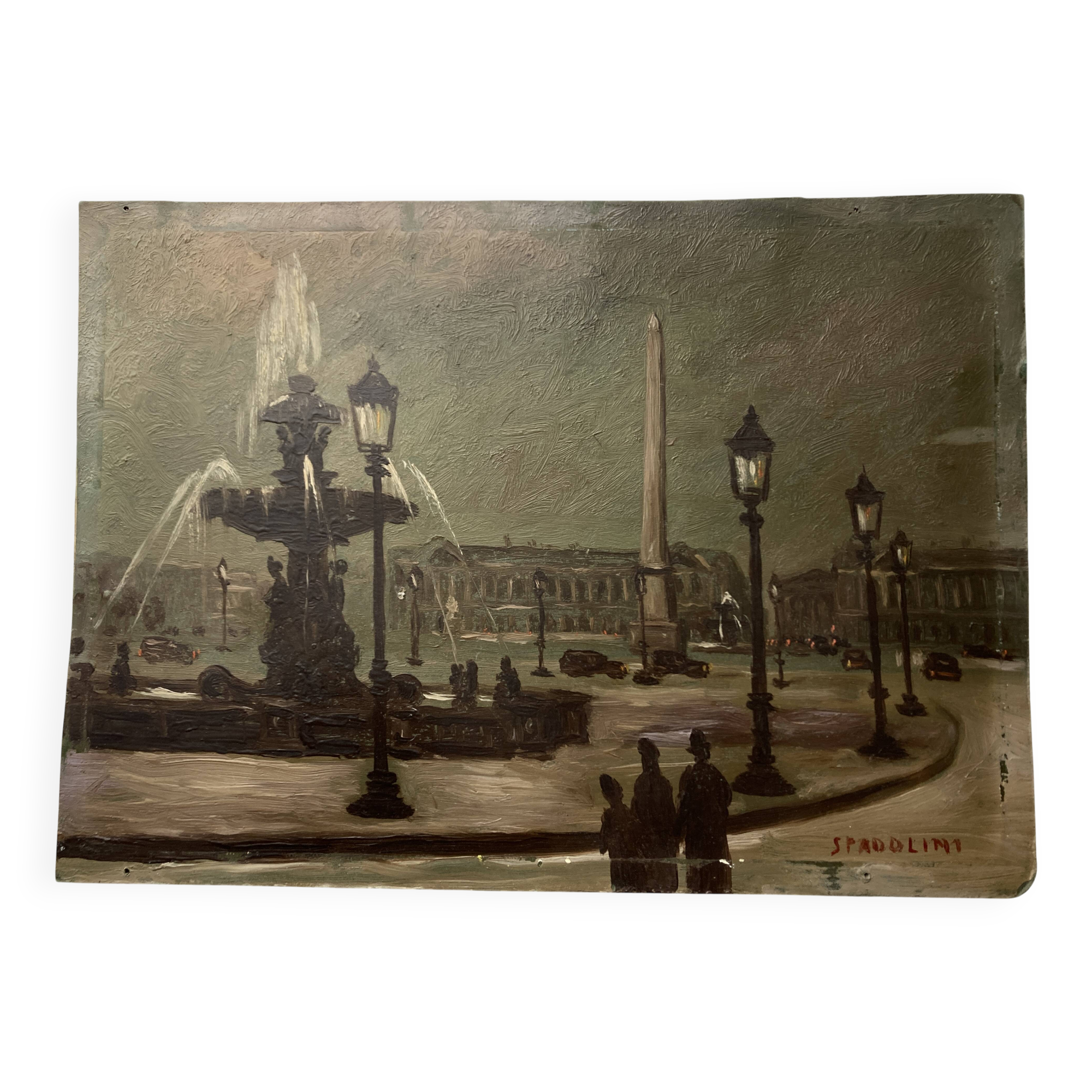 Oil 1950 Paris Night by Alberto Spadolini