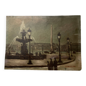 Oil 1950 Paris Night by Alberto Spadolini