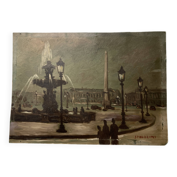 Oil 1950 Paris Night by Alberto Spadolini