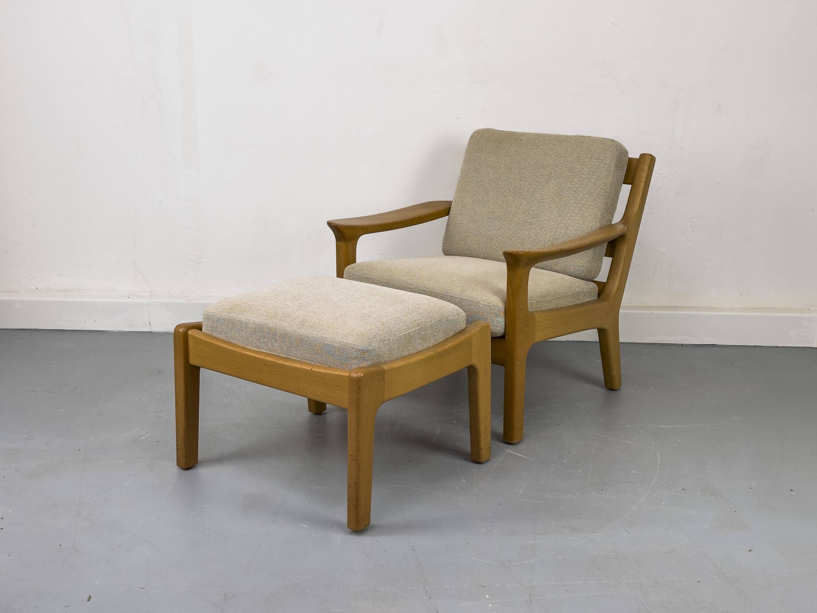 Danish Oak Lounge Chair and Ottoman by Juul Kristensen