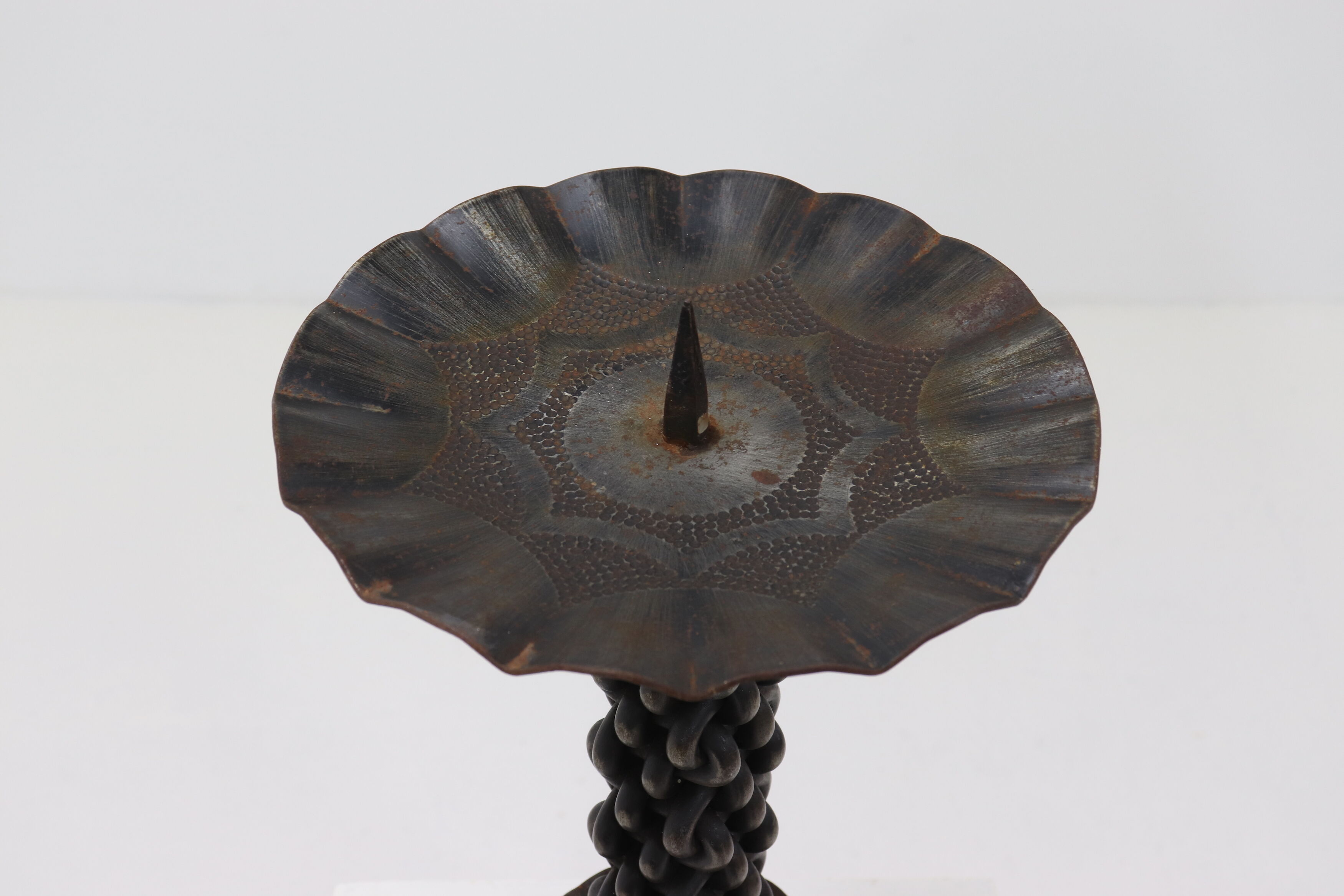 Brutalist Sculptural Wrought Iron Candle Holder 1960s