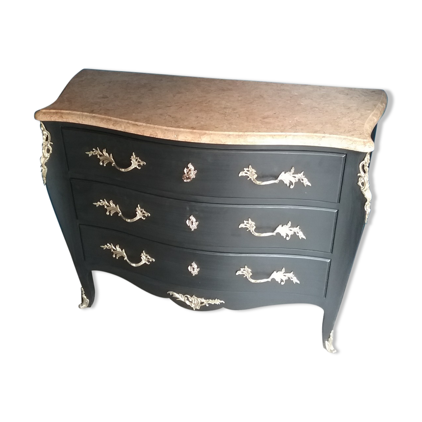 Chest of drawers Louis XV style black