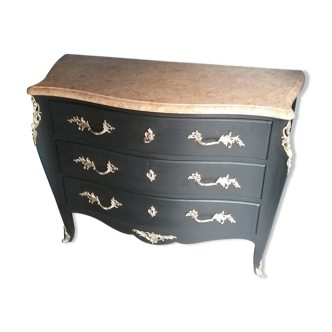Chest of drawers Louis XV style black