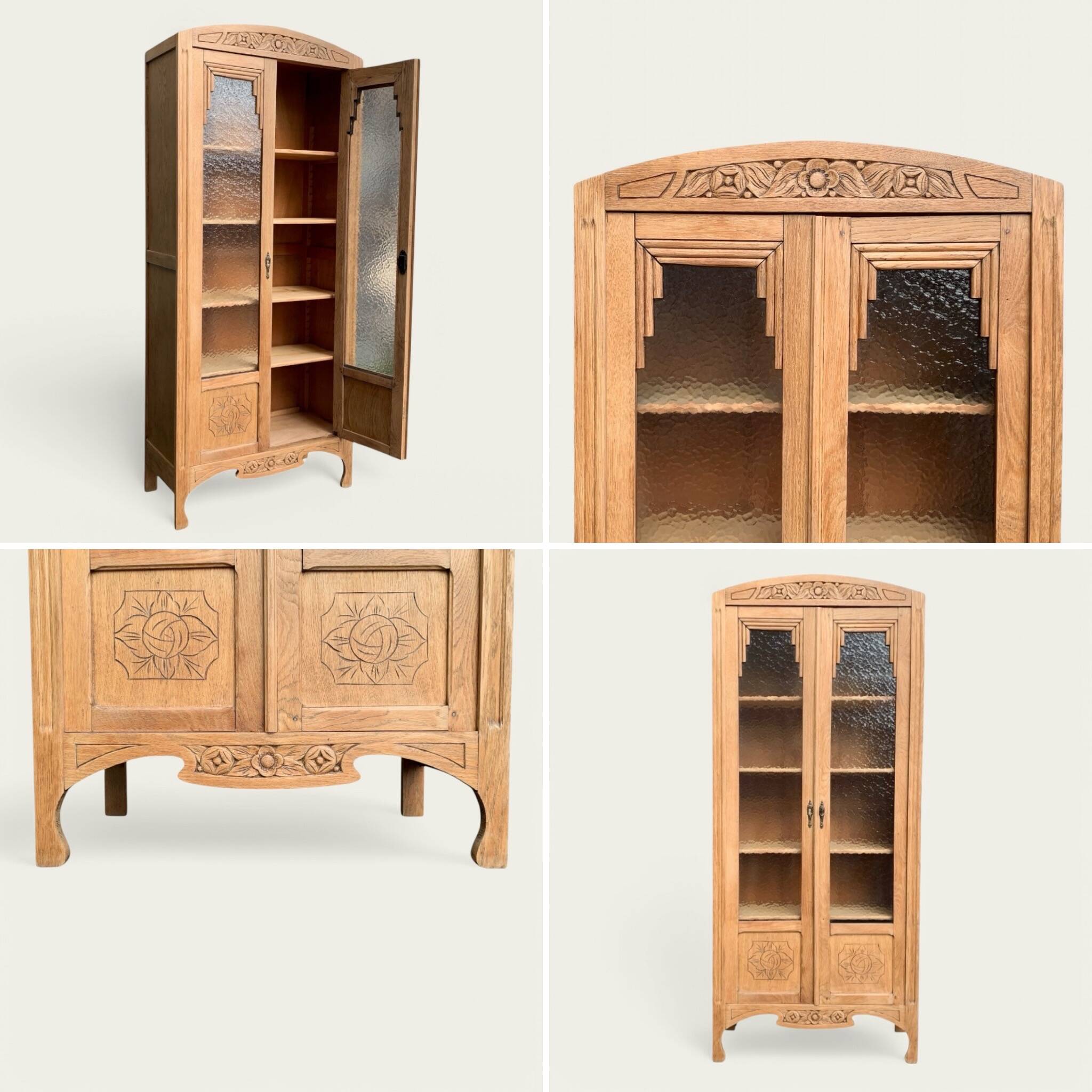 Parisian glass cabinet art deco raw wood 1930