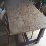 Table de ferme pieds peints