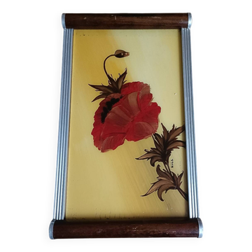 Floral tray signed Elge