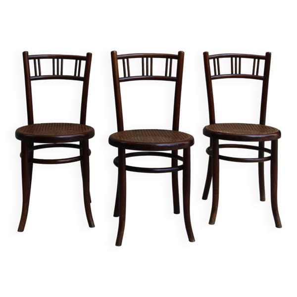 3 chaises bistrot bois courbé, Fischel, fin XIXe - début XXe.