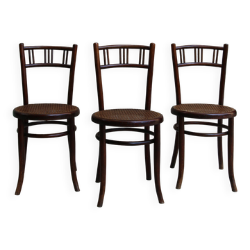 3 curved wooden bistro chairs, Fischel, late 19th - early 20th century.