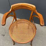 Fischel bistro armchair in wood and canework from the 50s/60s