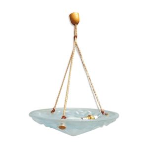 plafonnier lustre en verre moulé pressé gris