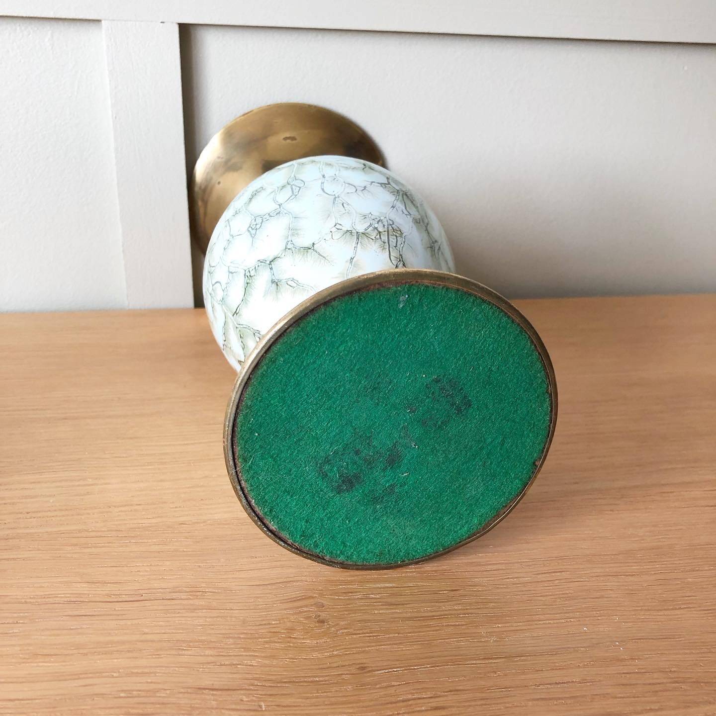 Vintage gold metal and ceramic vase