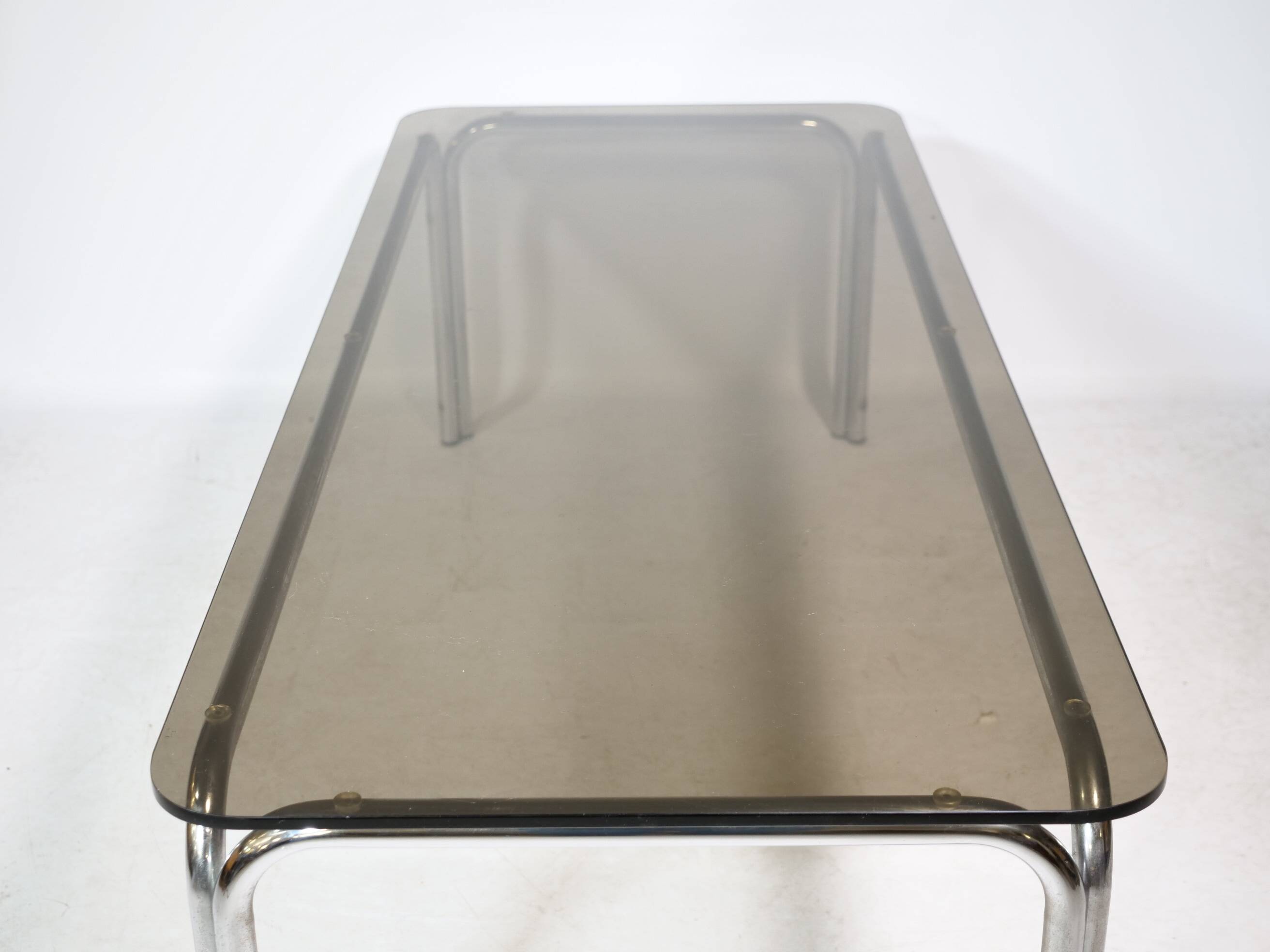 Mid-Century Design Chrome and Smoked Glass Coffee Table, 1970s