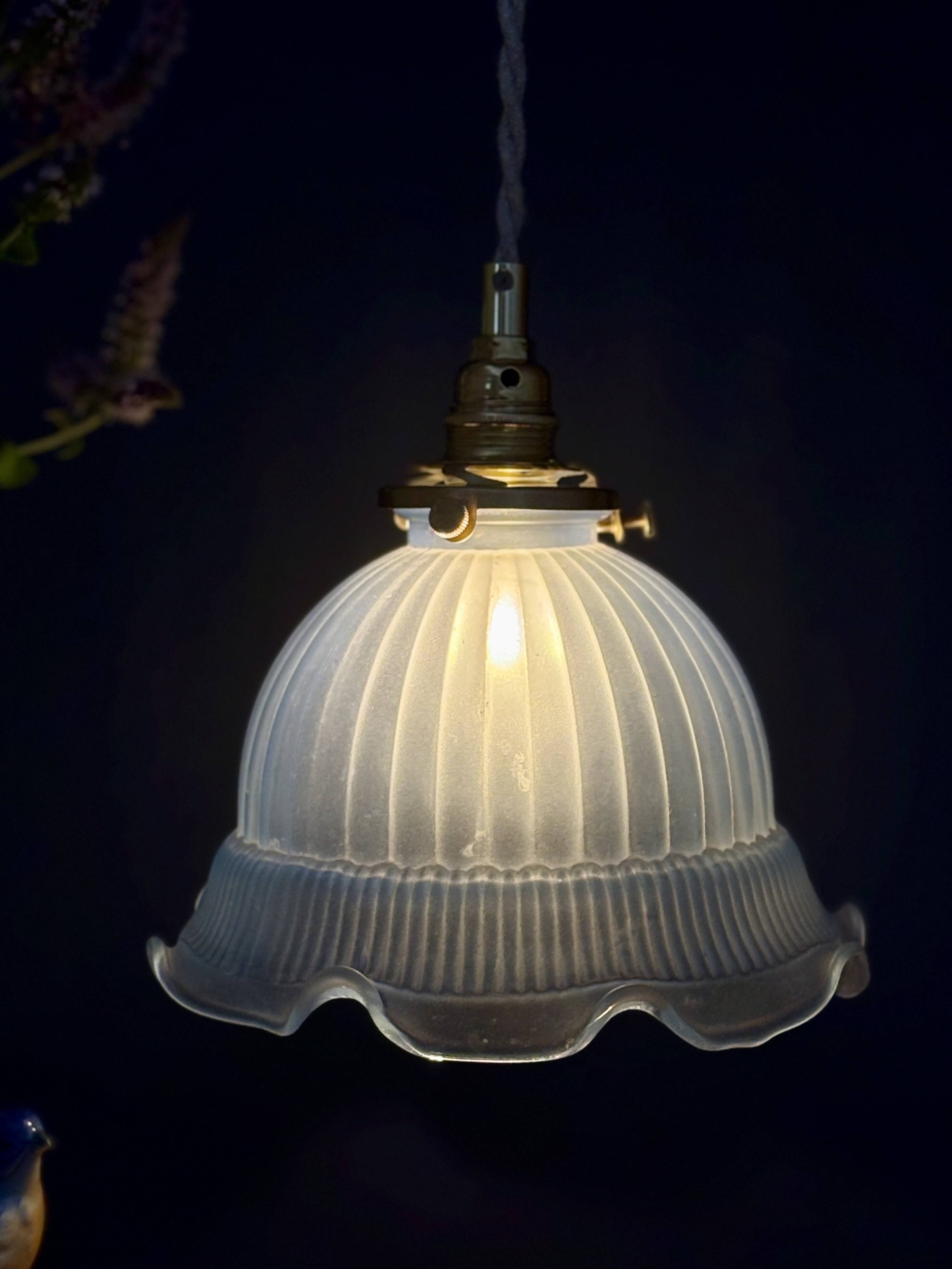 Vintage blue glass pendant light
