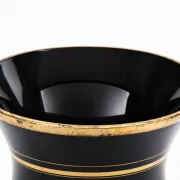 Superb Large Art Deco Ruppel Boom Vase – Black Glass with Fine Gold Gilding