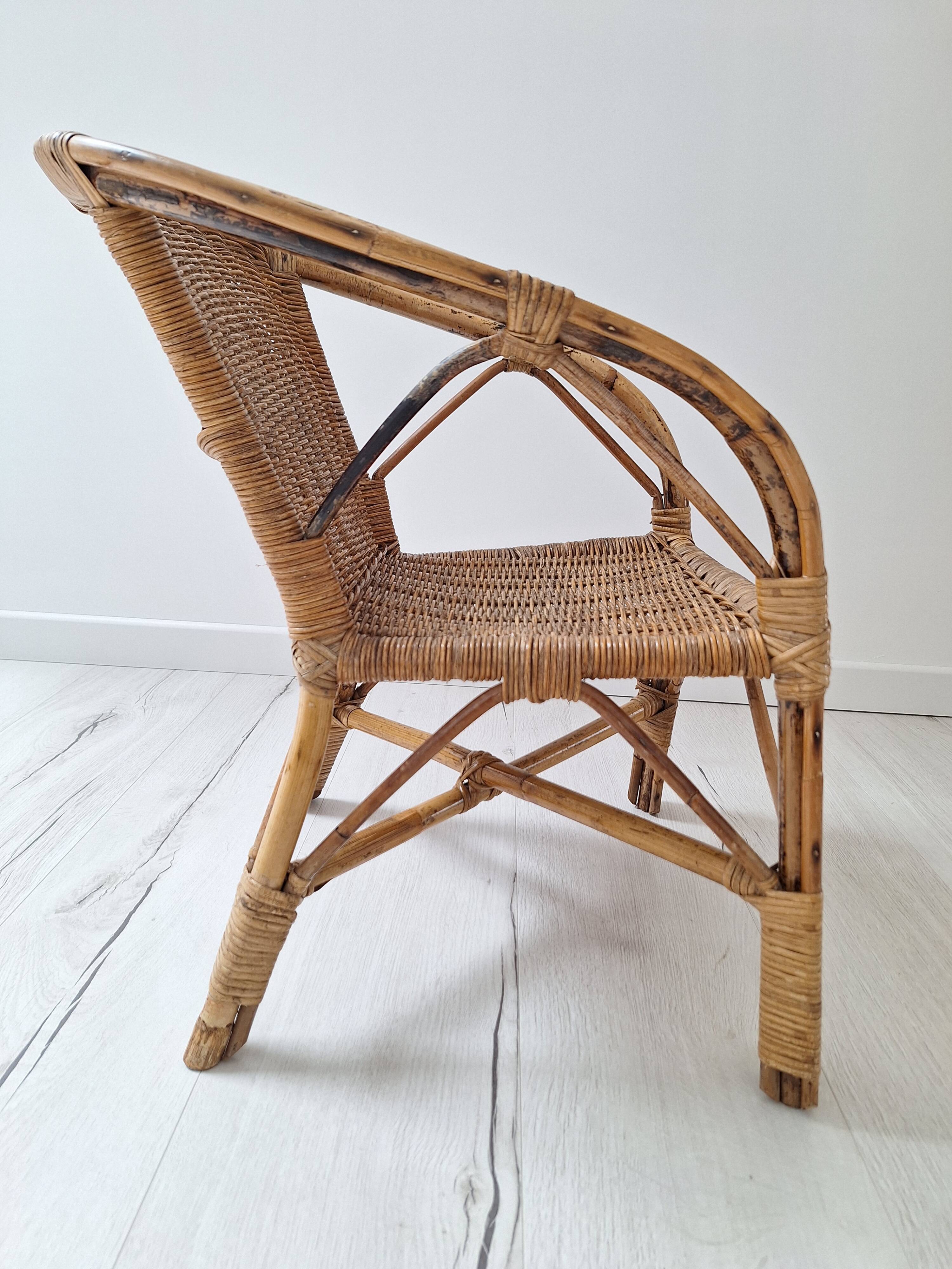 Vintage children's rattan chair