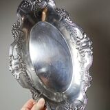 Small hollow tray, silver-plated brass cup, antique rococo style