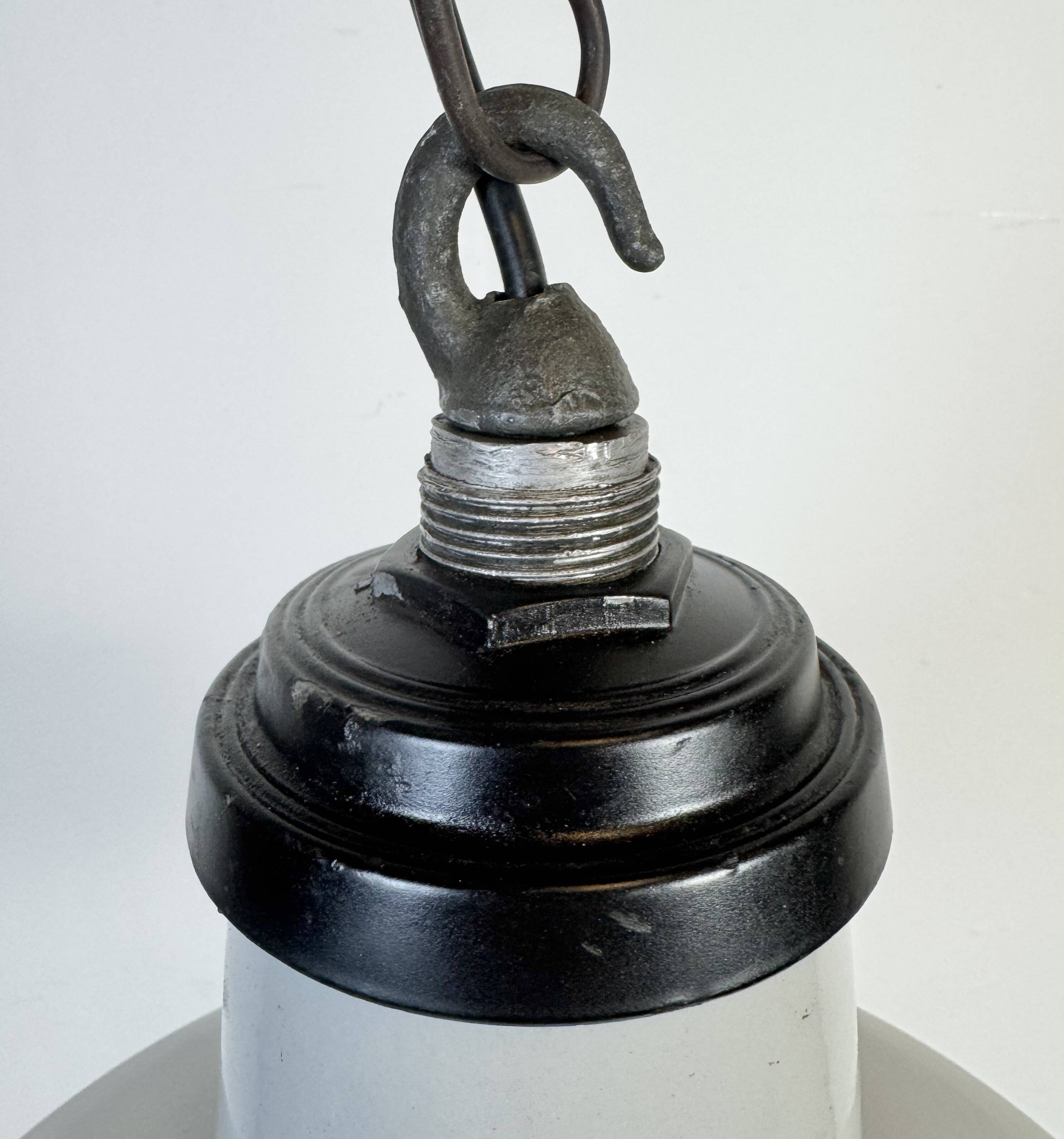 Industrial Grey Enamel Factory Pendant Lamp, 1960s