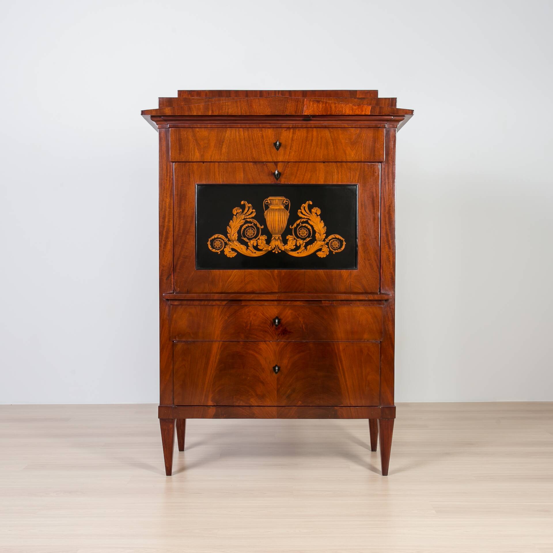 19th Century Mahogany Secretary Desk, French Polish