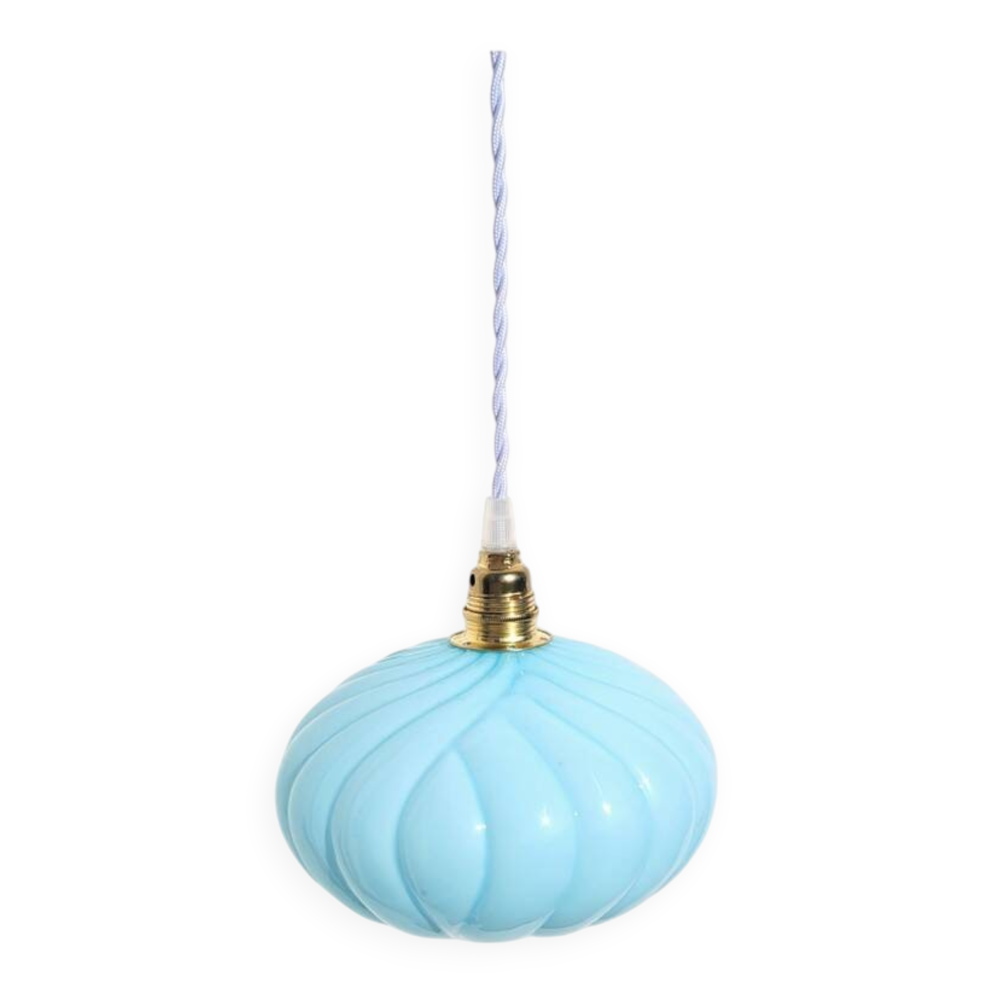 Lampe baladeuse vintage en opaline bleue