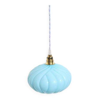 Lampe baladeuse vintage en opaline bleue