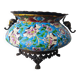 Antique jardinière ceramic enamel Longwy with bronze mount elephant head